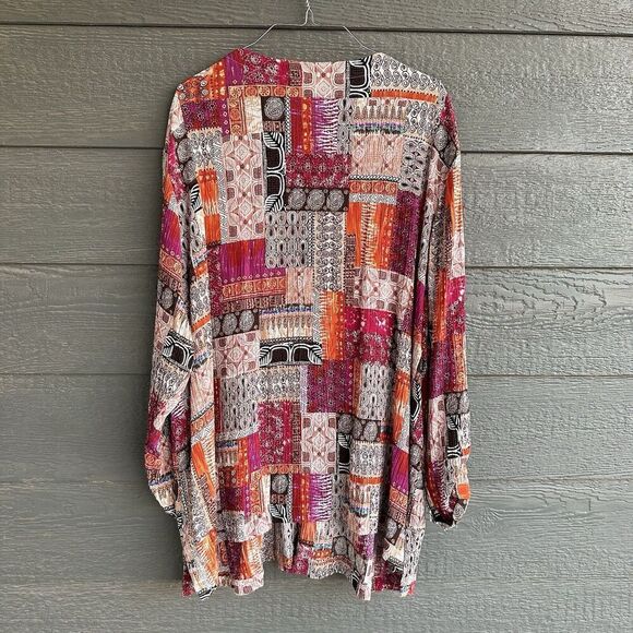 Islander Womens Patchwork 3X  Button Up Top Pockets Flowy Artsy Lagenlook Beachy - Picture 2 of 5